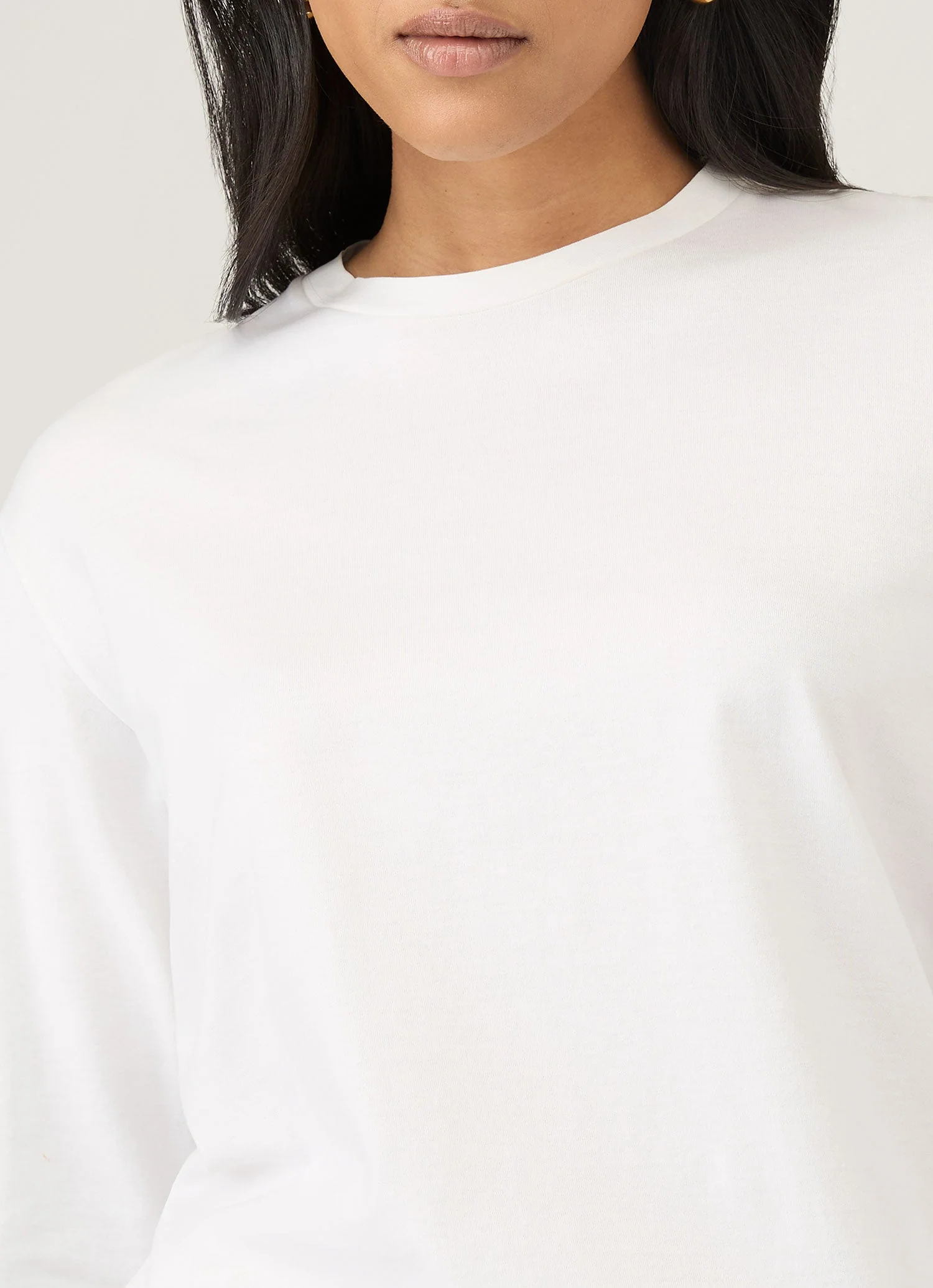 Women's Long Sleeve Boy Fit T Shirt in White - Image 4