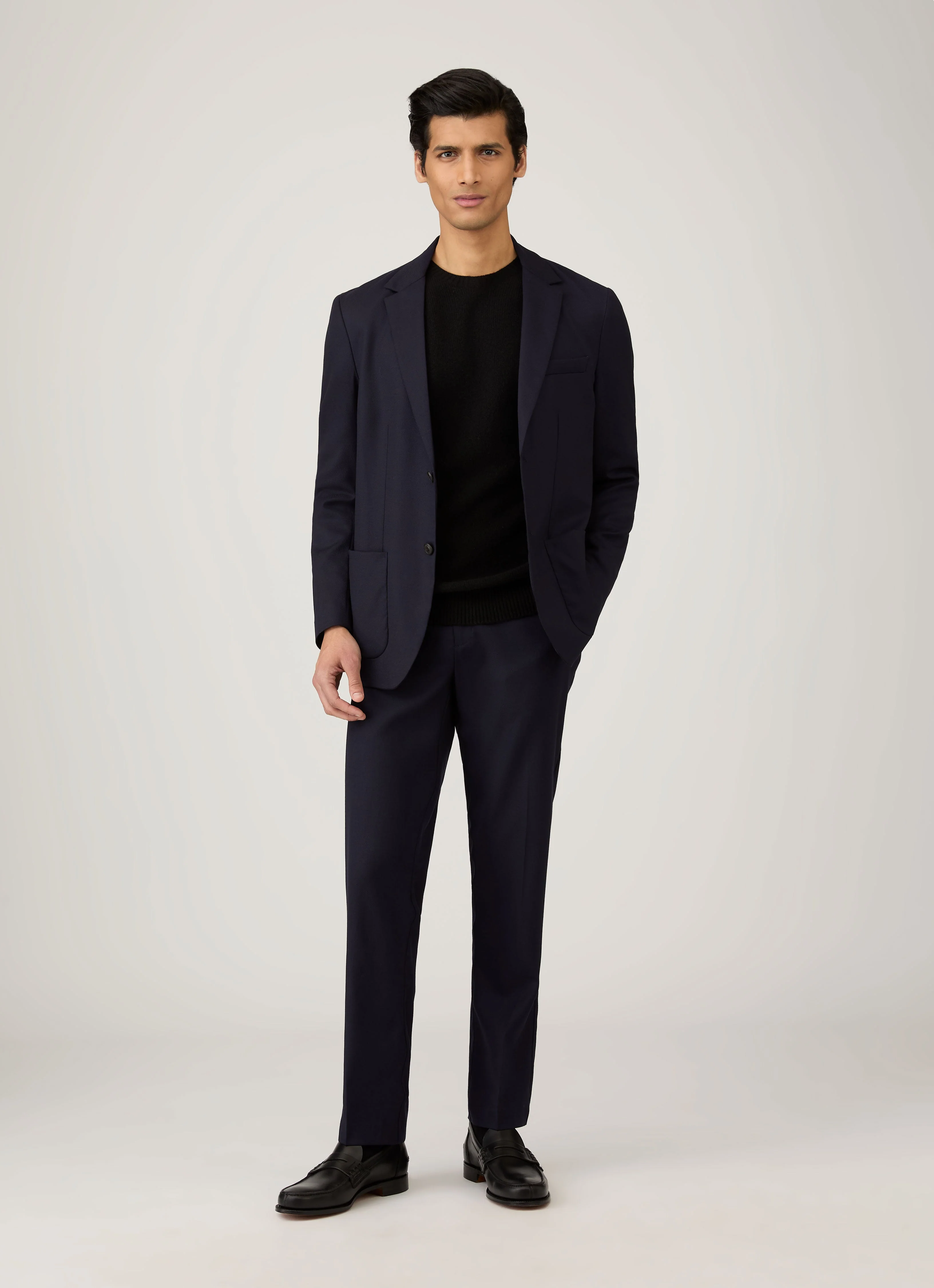 Men's Lambswool Crew Neck Jumper in Black - Image 3