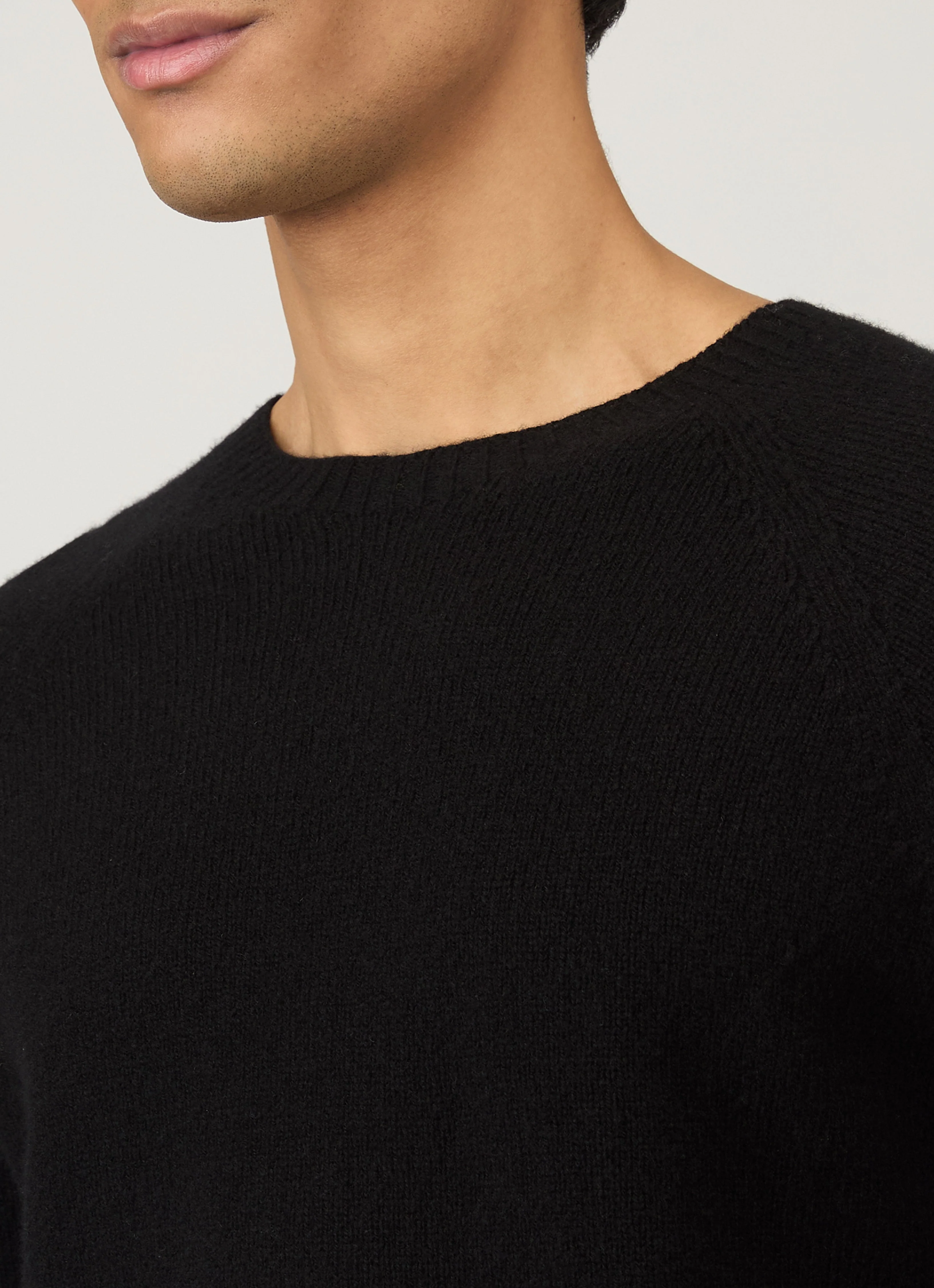 Men's Lambswool Crew Neck Jumper in Black - Image 6