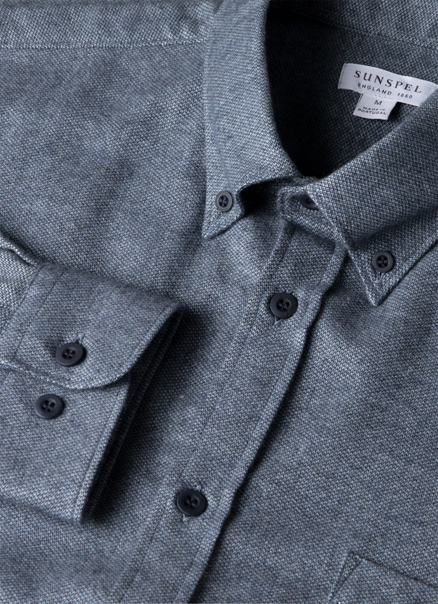 Men's Brushed Cotton Shirt in Light Blue Melange - Image 4