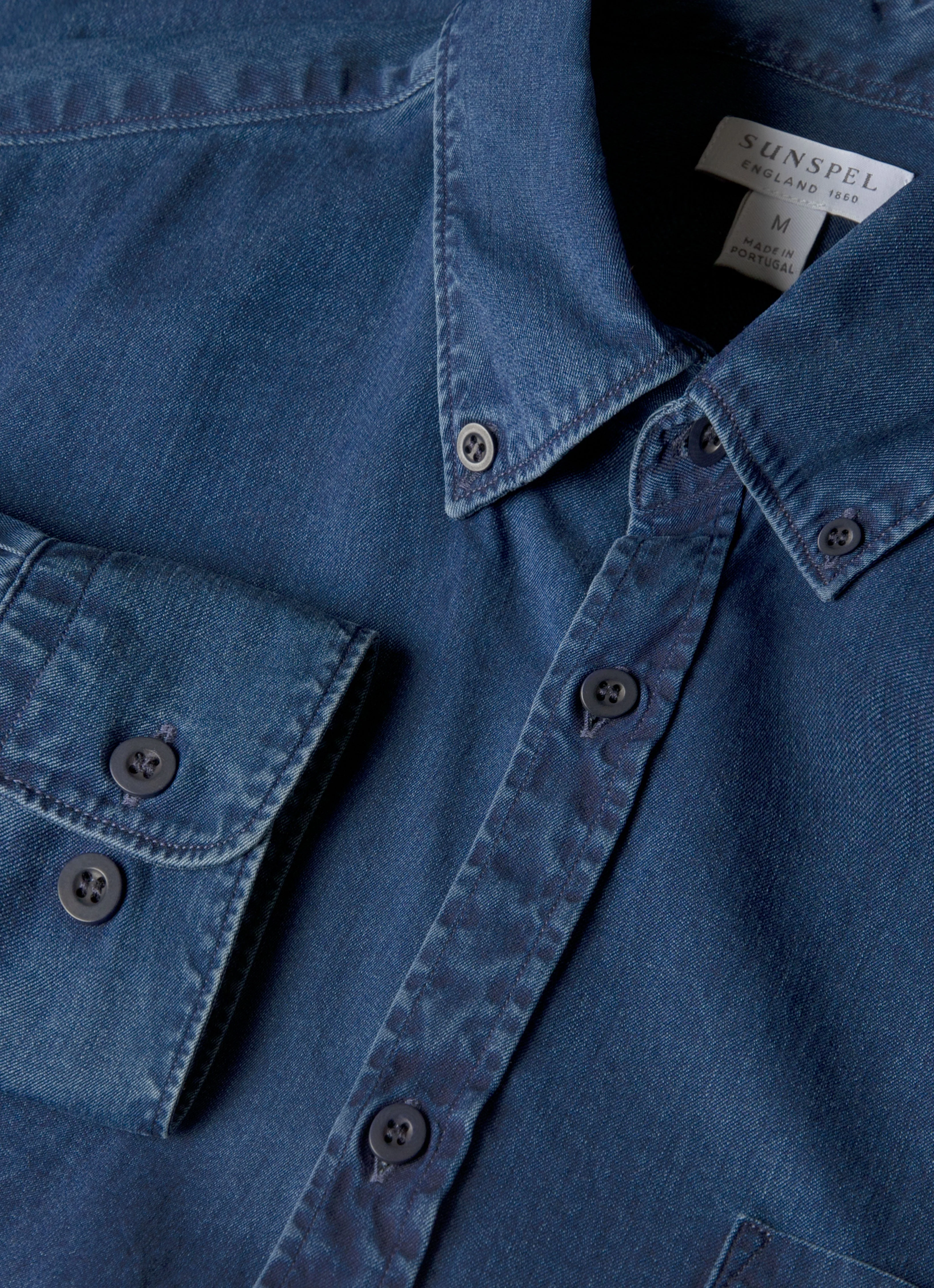 Men's Button Down Twill Shirt in Indigo - Image 4