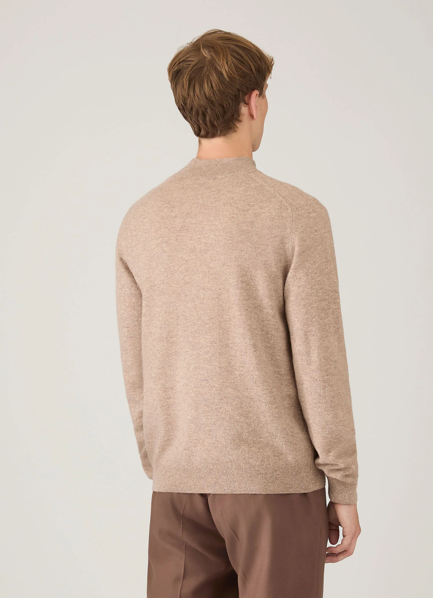 Men's Cashmere Half Zip Jumper in Oatmeal Melange - Image 5