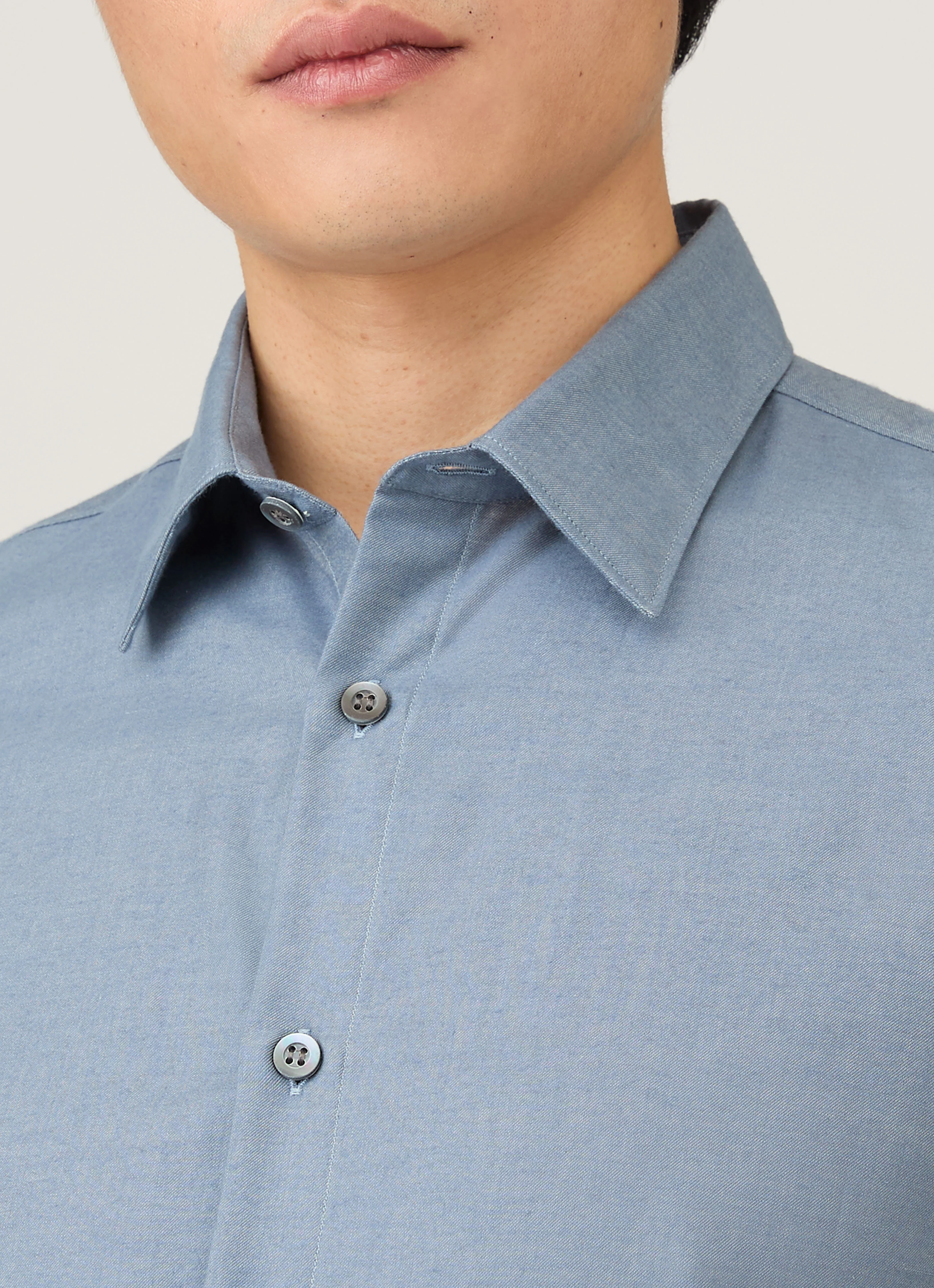 Men's Cotton Cashmere Shirt in Dark Blue - Image 6