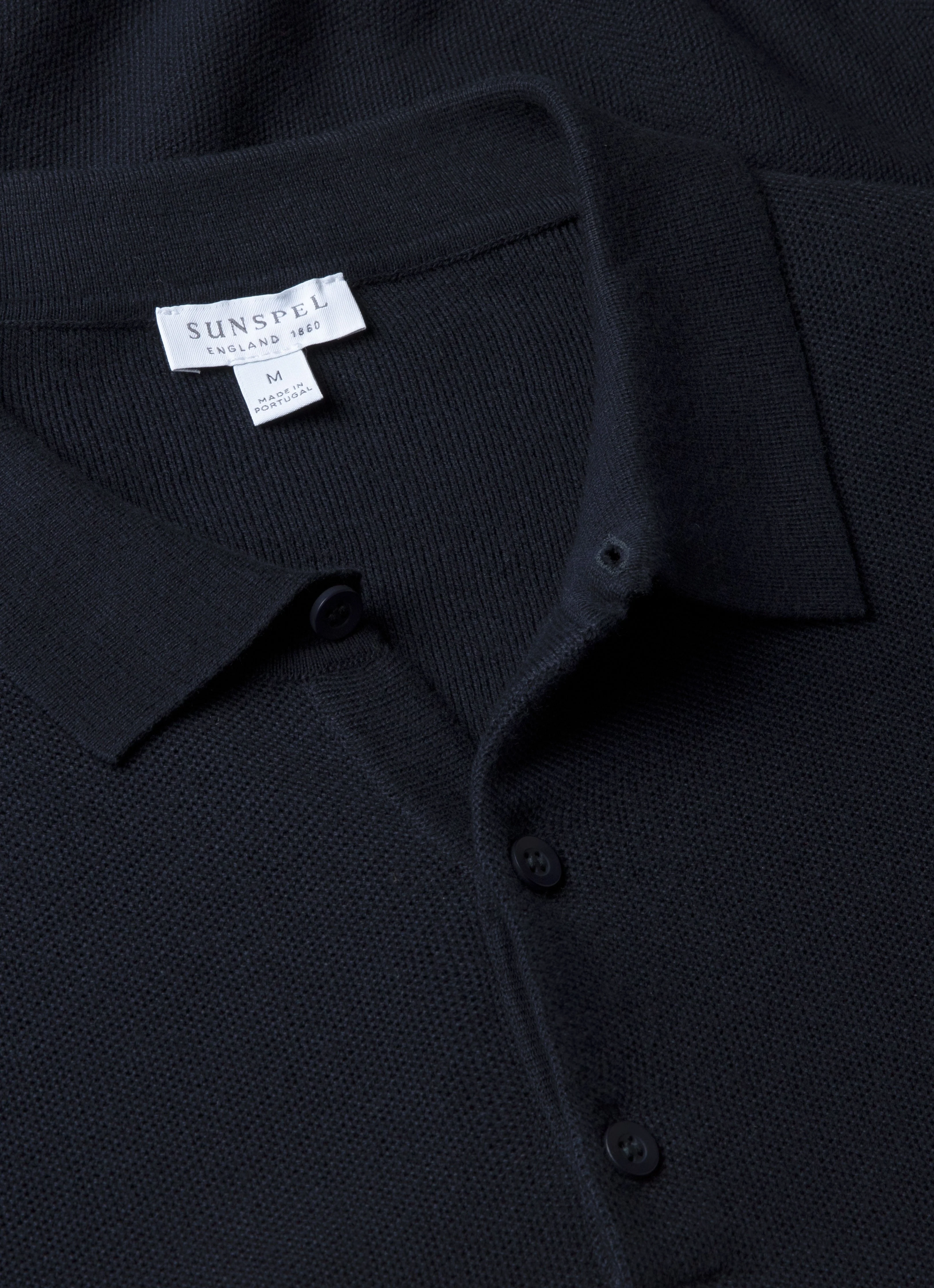 Men's Cotton Knit Polo Shirt in Navy - Image 4