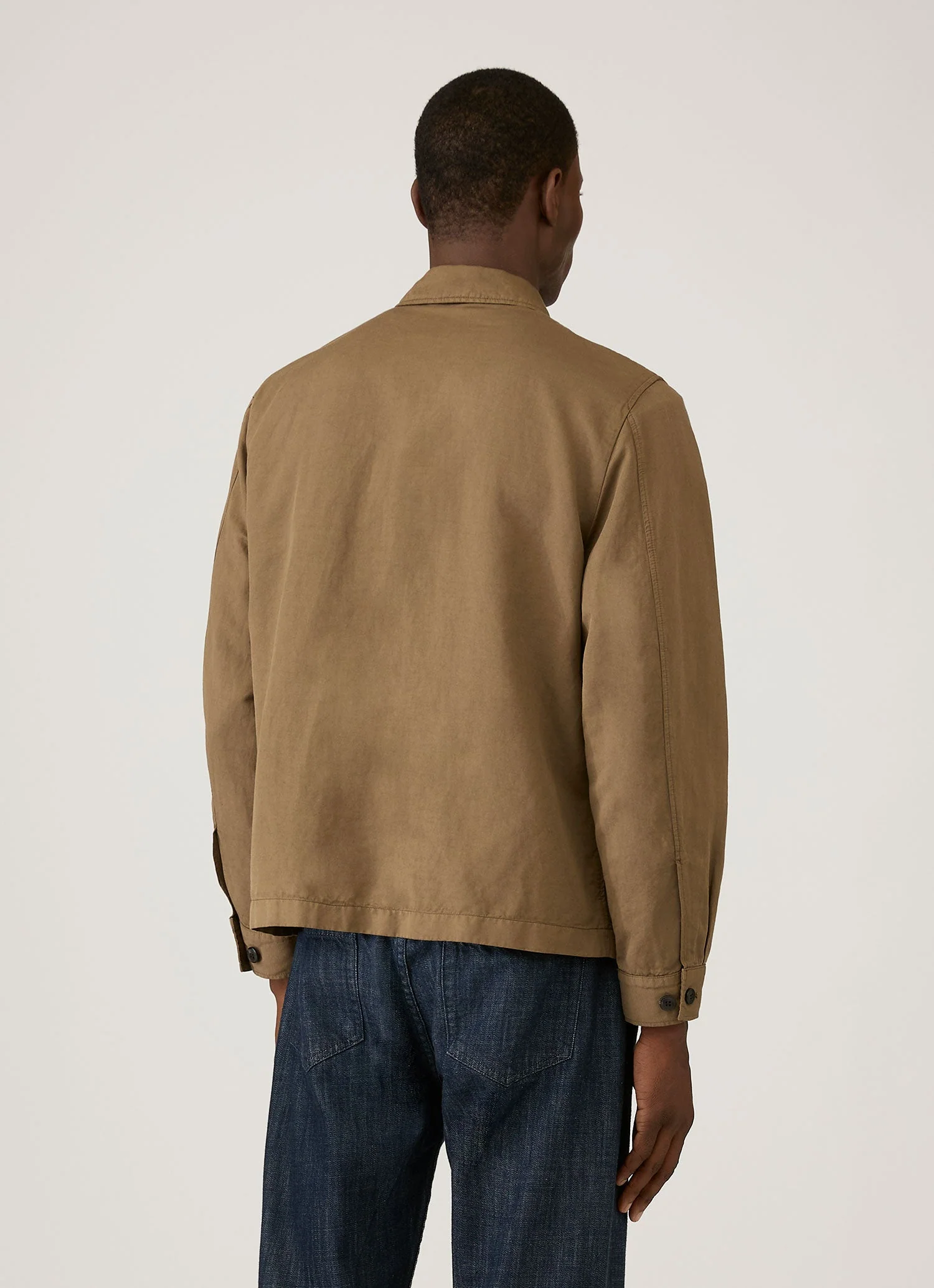 Men's Cotton Linen Jacket in Dark Cedar - Image 5