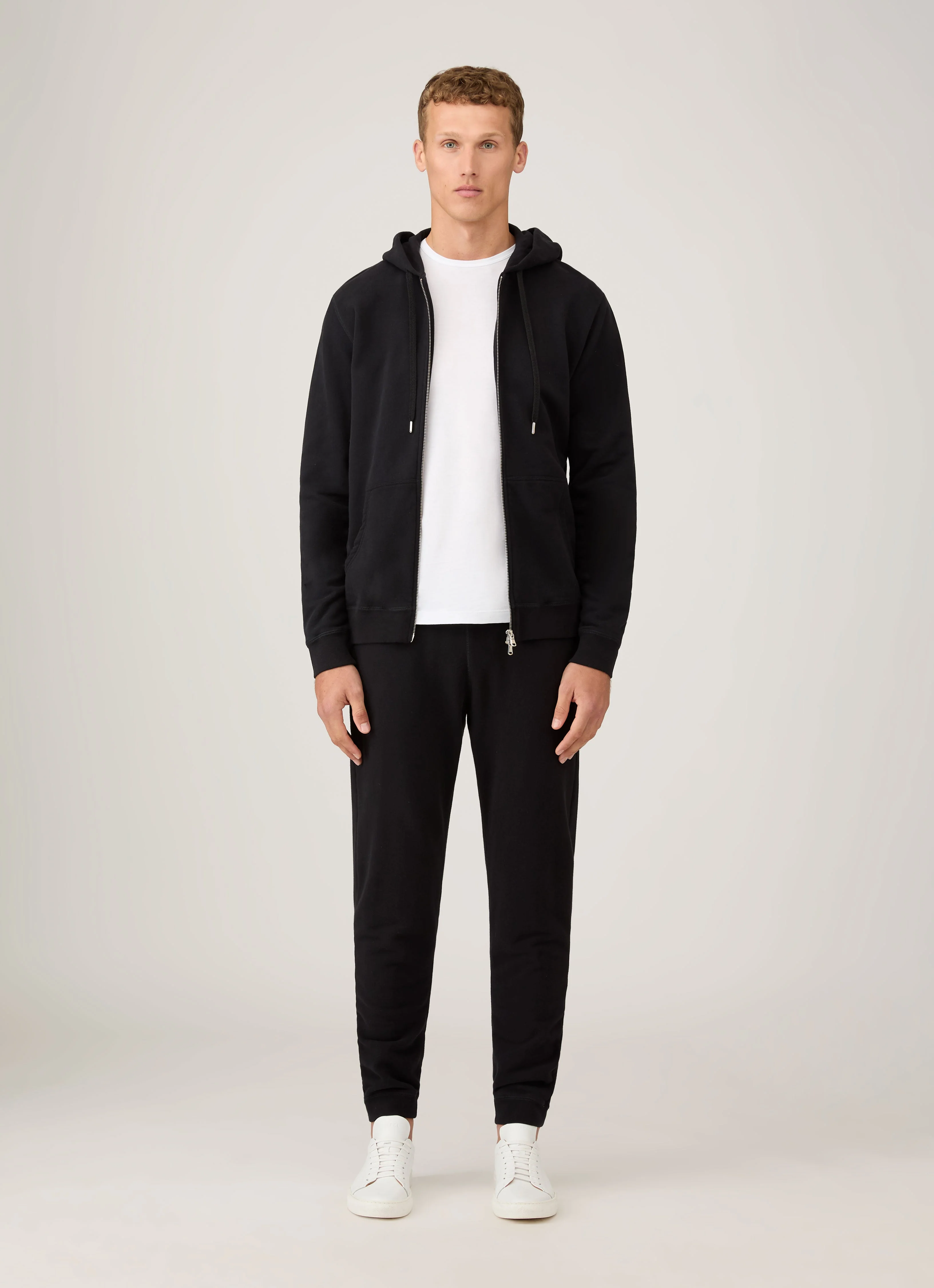 Men's Loopback Zip Hoodie in Black - Image 3