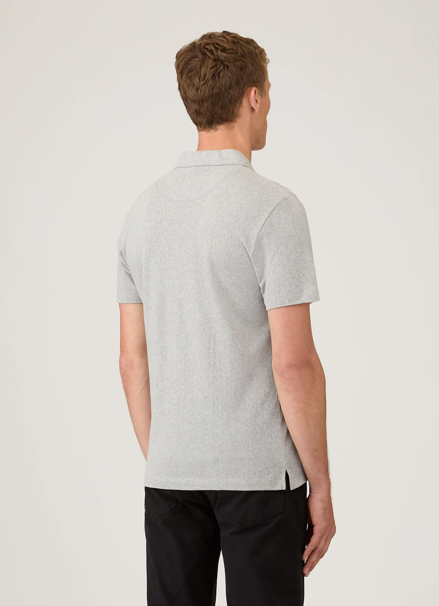 Men's Riviera Polo Shirt in Grey Melange - Image 5