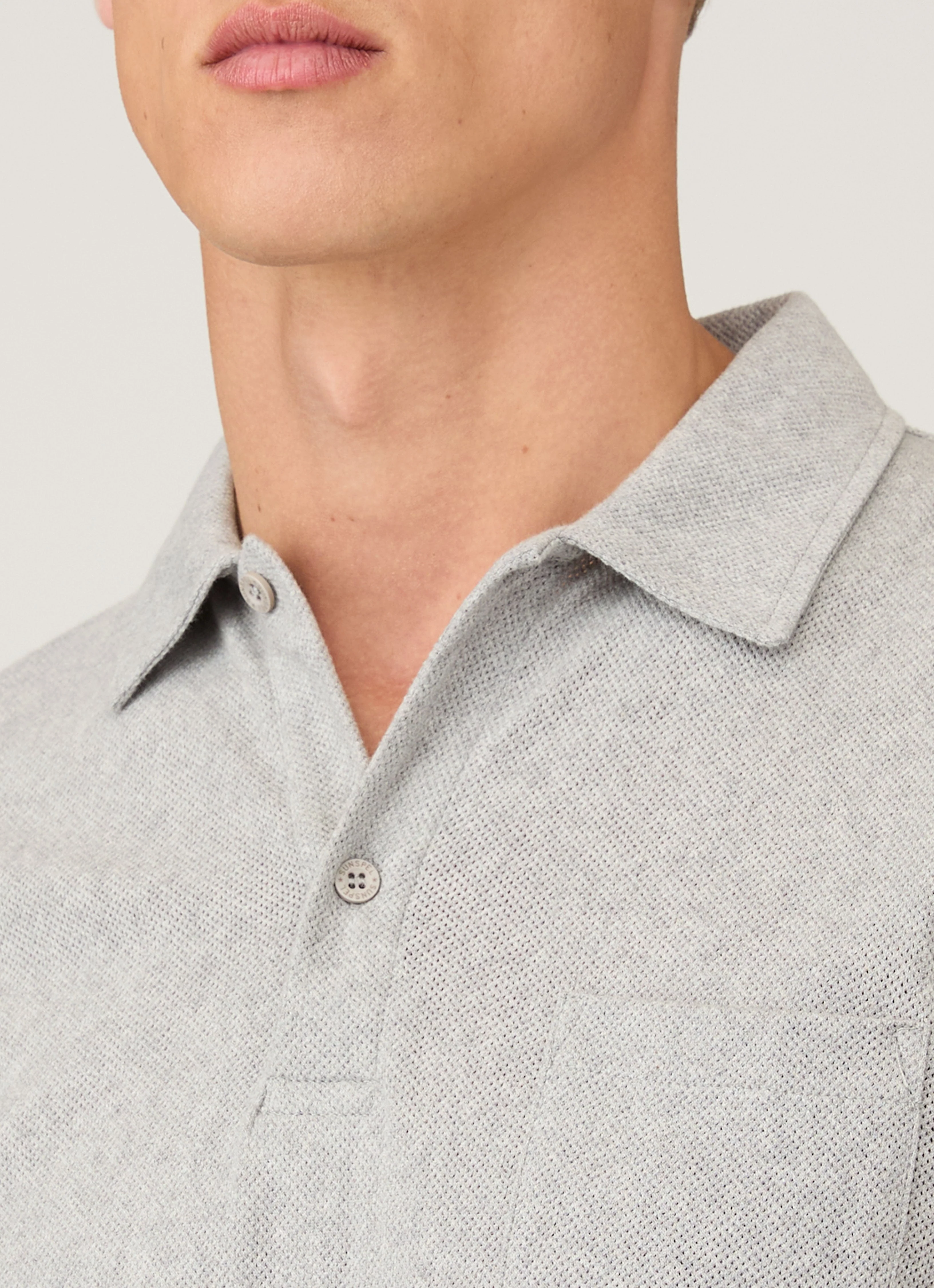 Men's Riviera Polo Shirt in Grey Melange - Image 6
