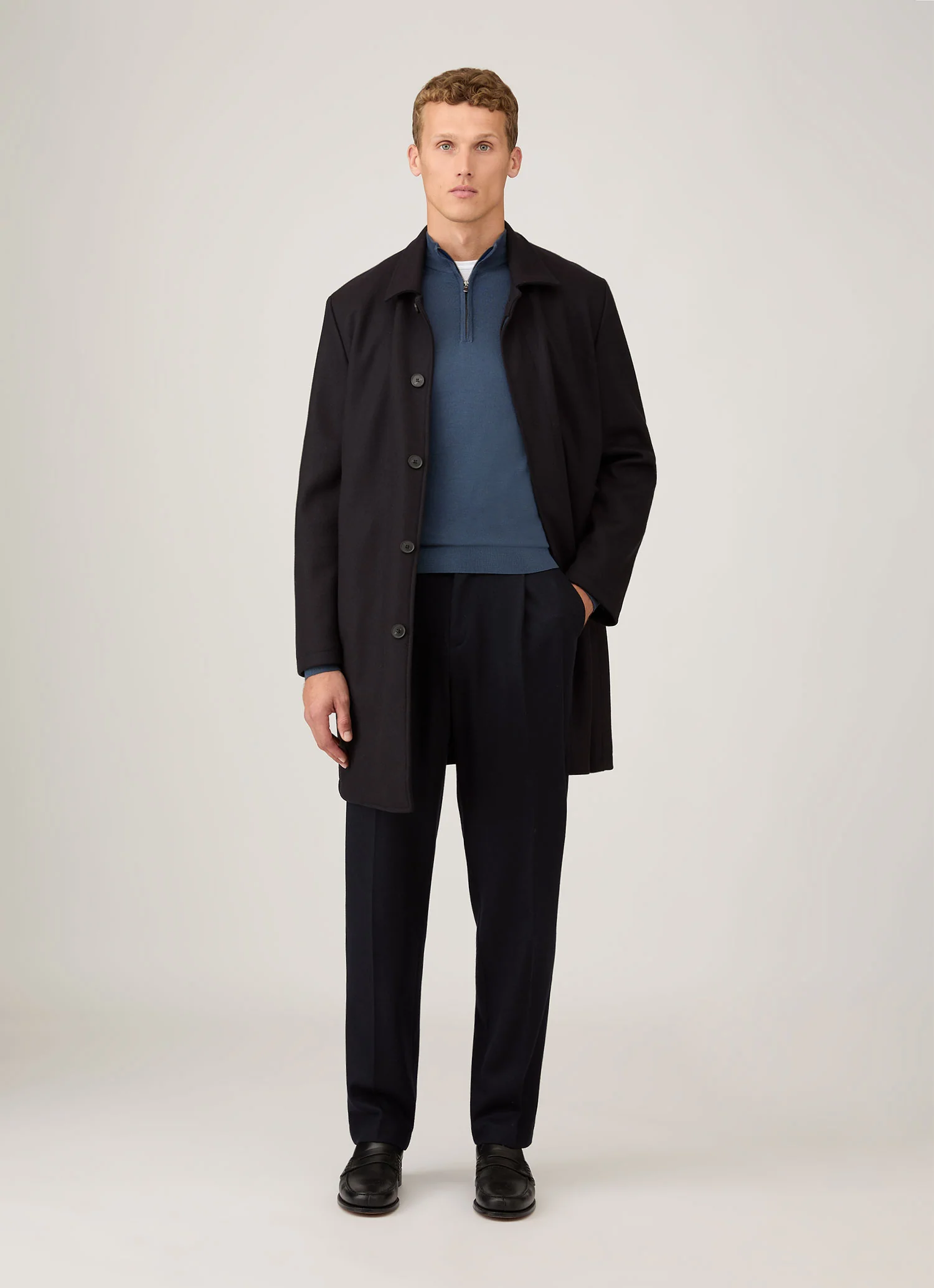 Men's Extra-Fine Merino Zip Neck in Slate Blue - Image 3