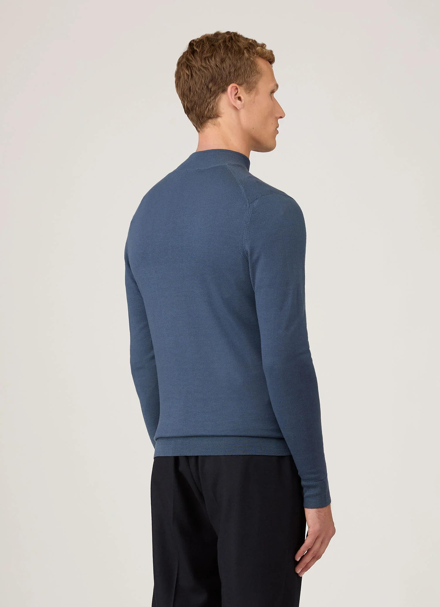 Men's Extra-Fine Merino Zip Neck in Slate Blue - Image 5