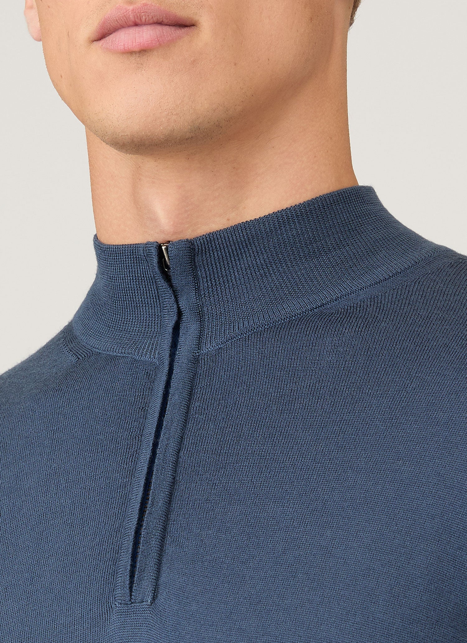 Men's Extra-Fine Merino Zip Neck in Slate Blue - Image 6