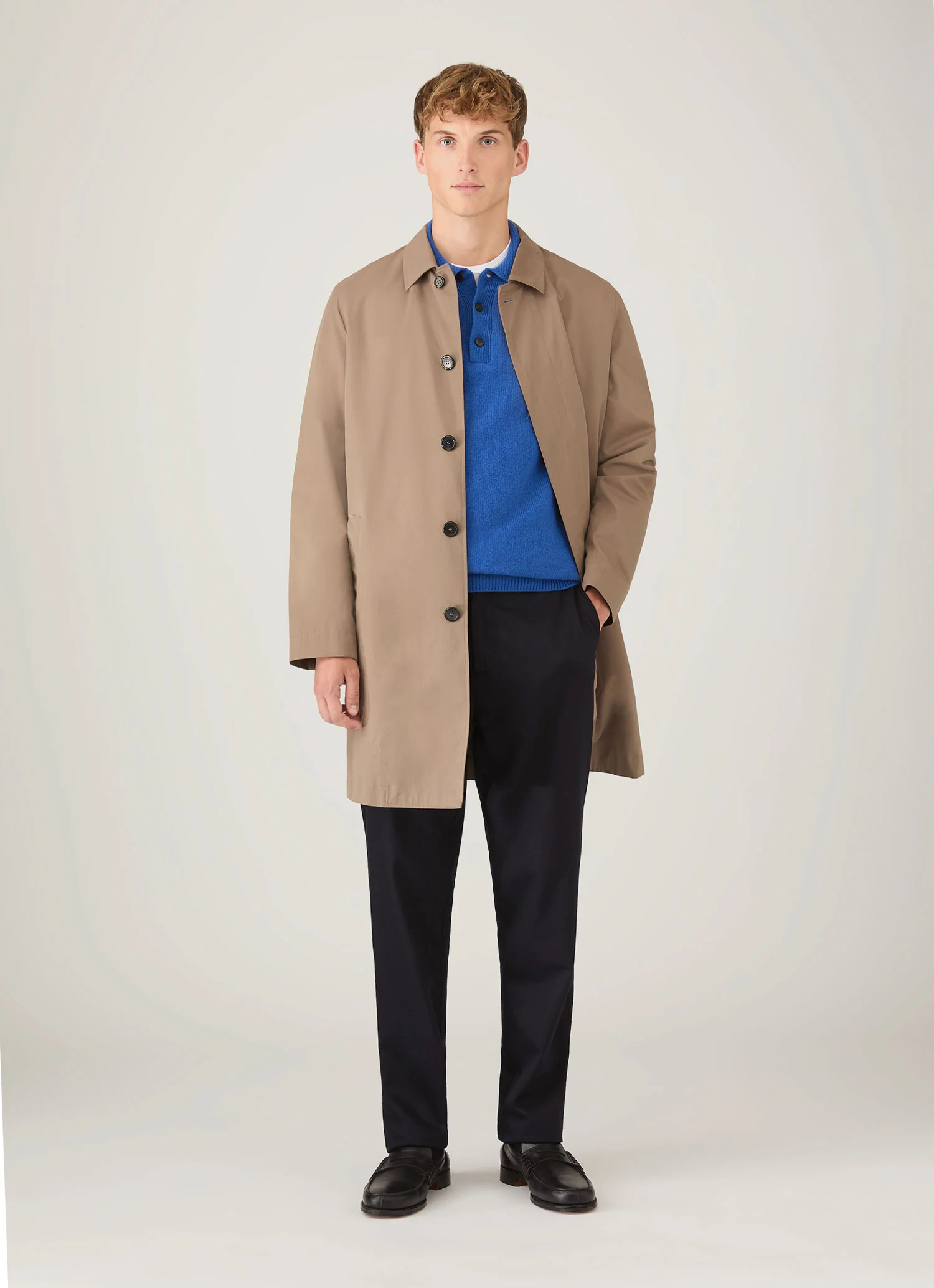 Men's Lambswool Knitted Polo Shirt in Cobalt - Image 3