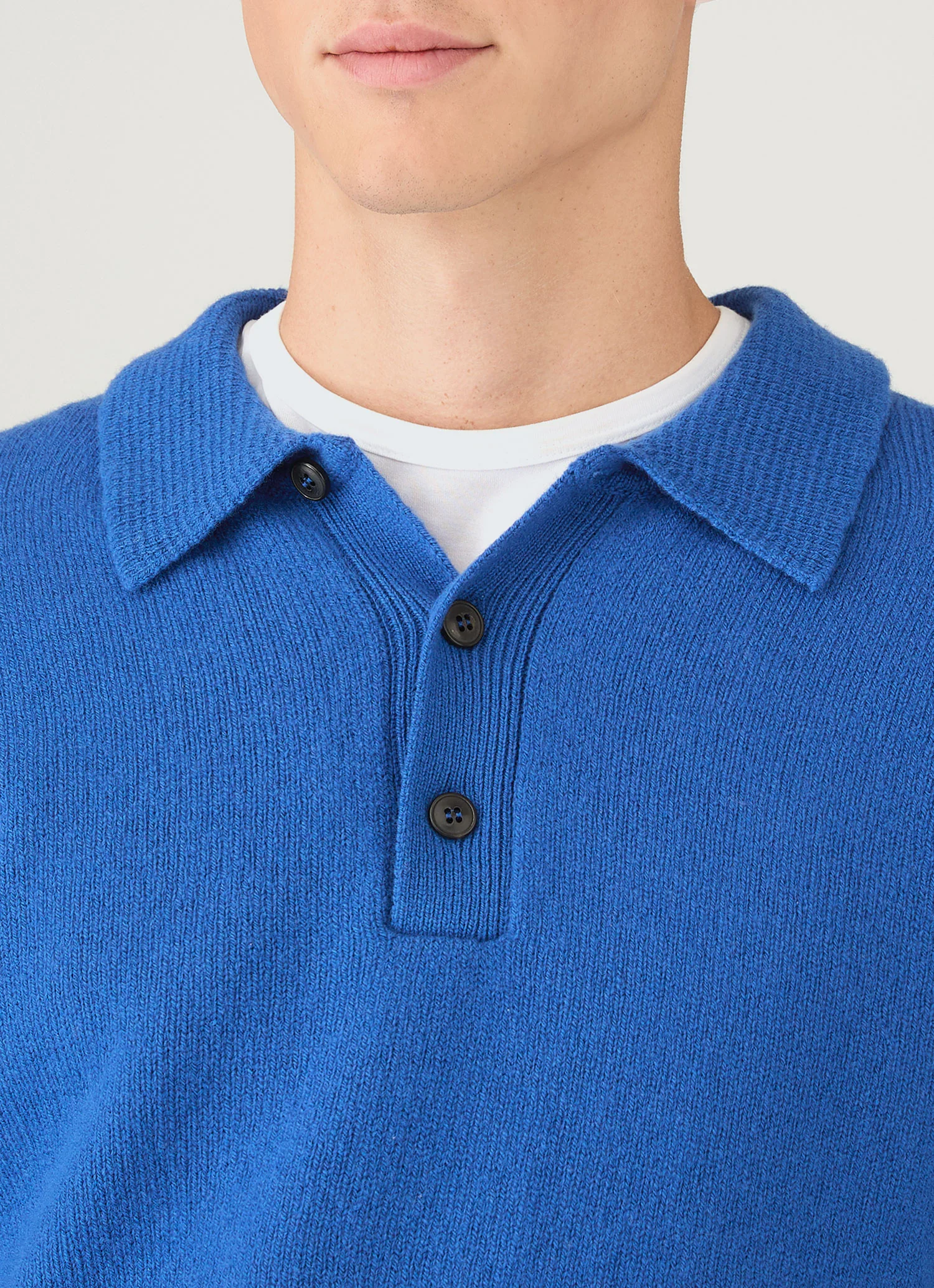 Men's Lambswool Knitted Polo Shirt in Cobalt - Image 6