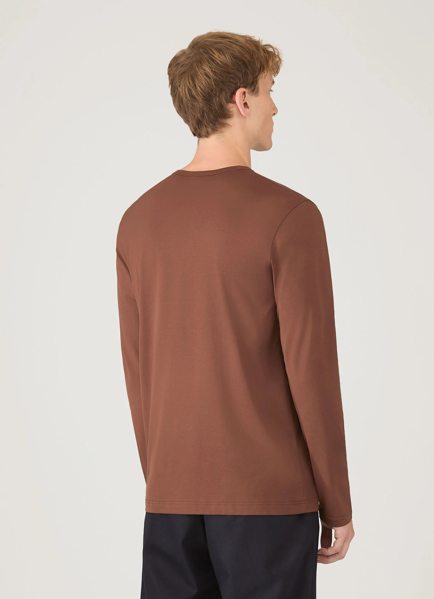 Men's Long Sleeve Classic T-shirt in Conker Brown - Image 5