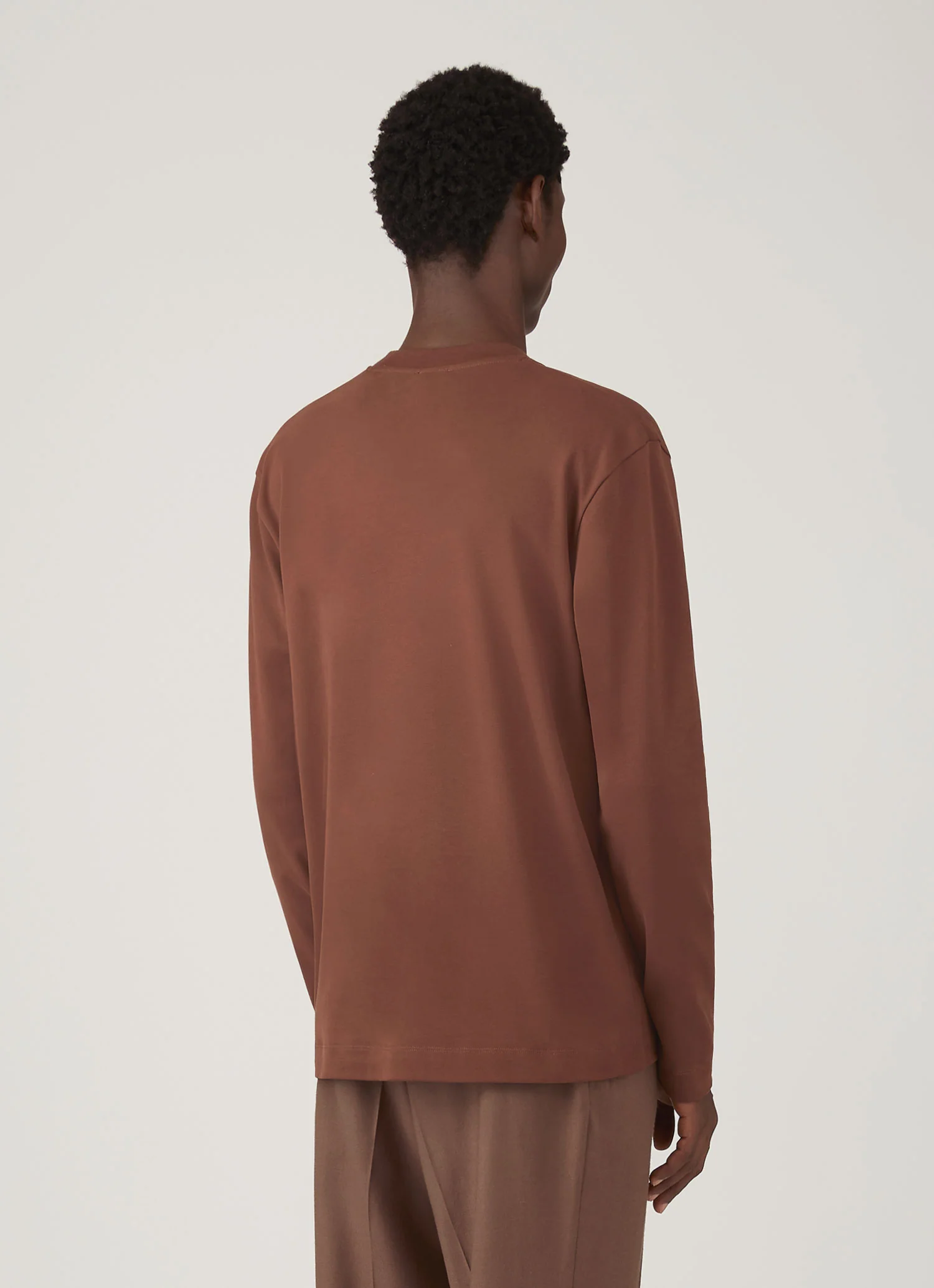 Men's Long Sleeve Heavyweight T-shirt in Conker Brown - Image 5