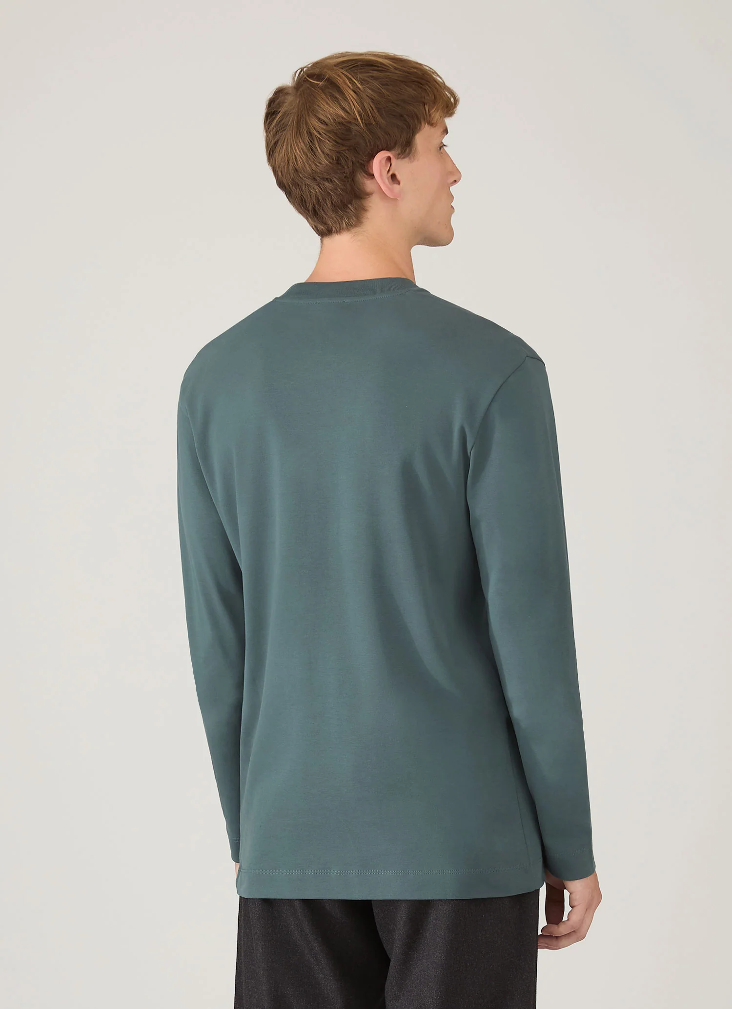 Men's Long Sleeve Heavyweight T-shirt in Dark Petrol - Image 5