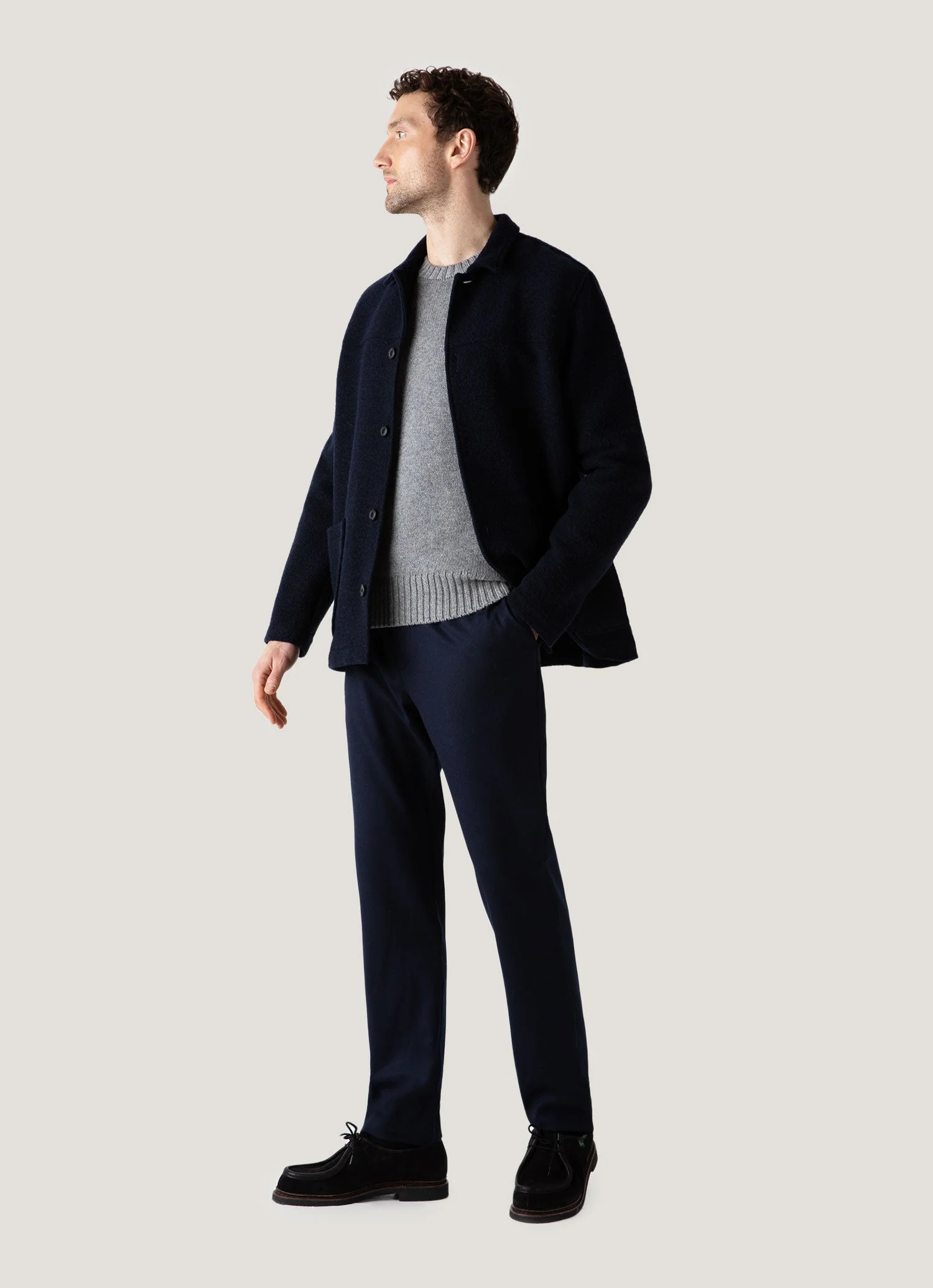 Men's Roxburgh Cashmere Jumper in Mid Grey Melange - Image 3