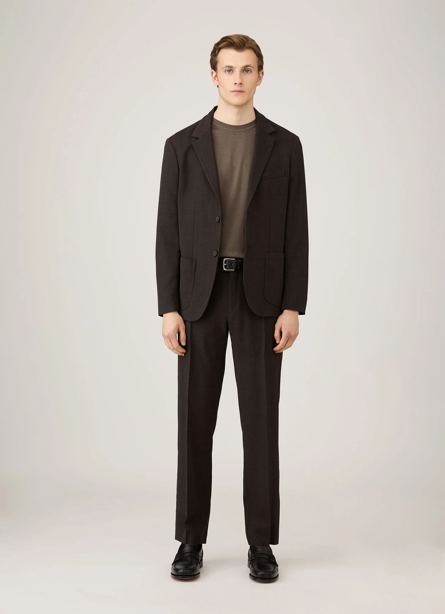 Men's Sea Island Cashmere Crew Neck Jumper in Bark - Image 3