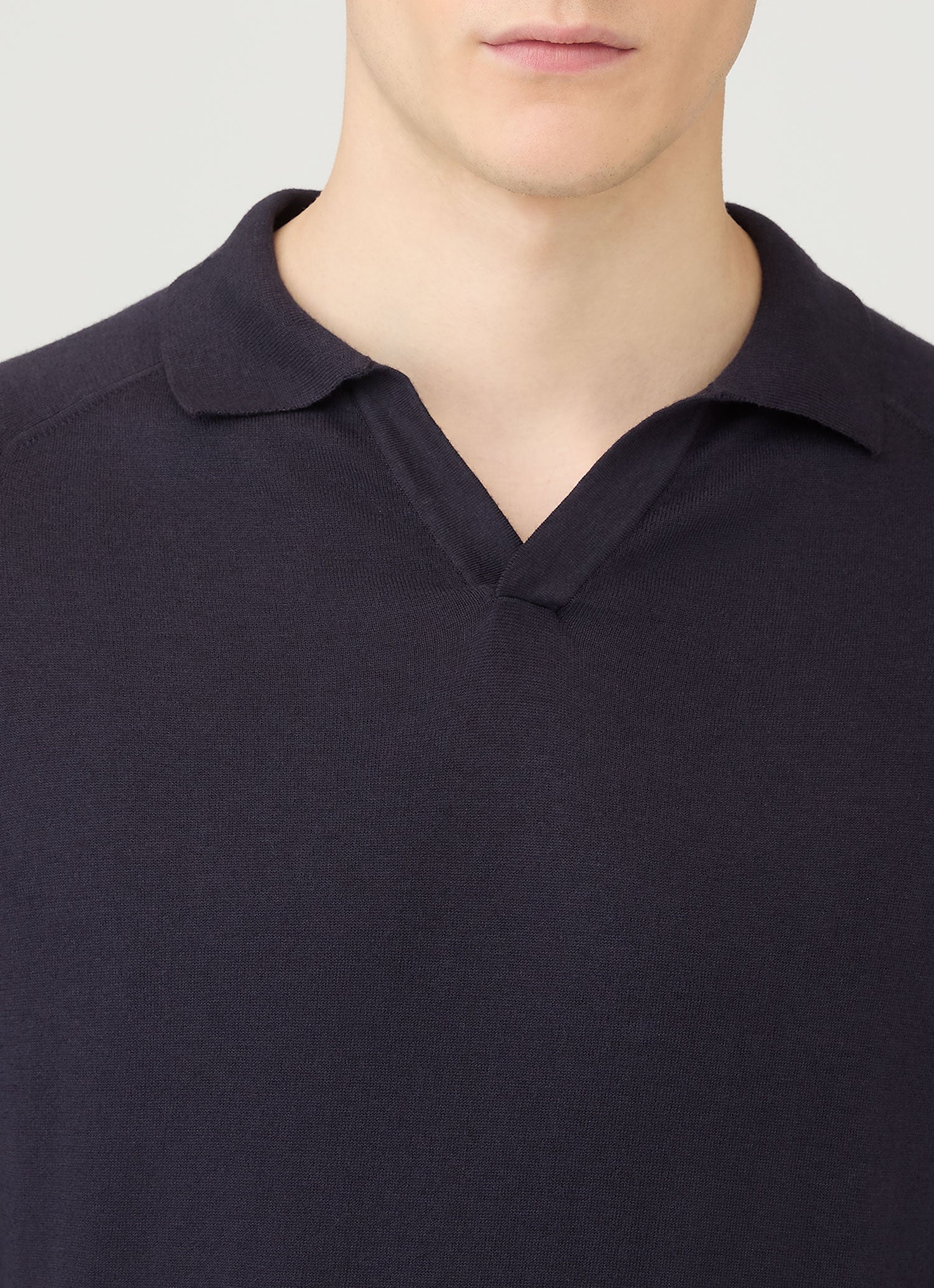 Men's Sea Island Cashmere Knitted Polo in Midnight Navy - Image 6
