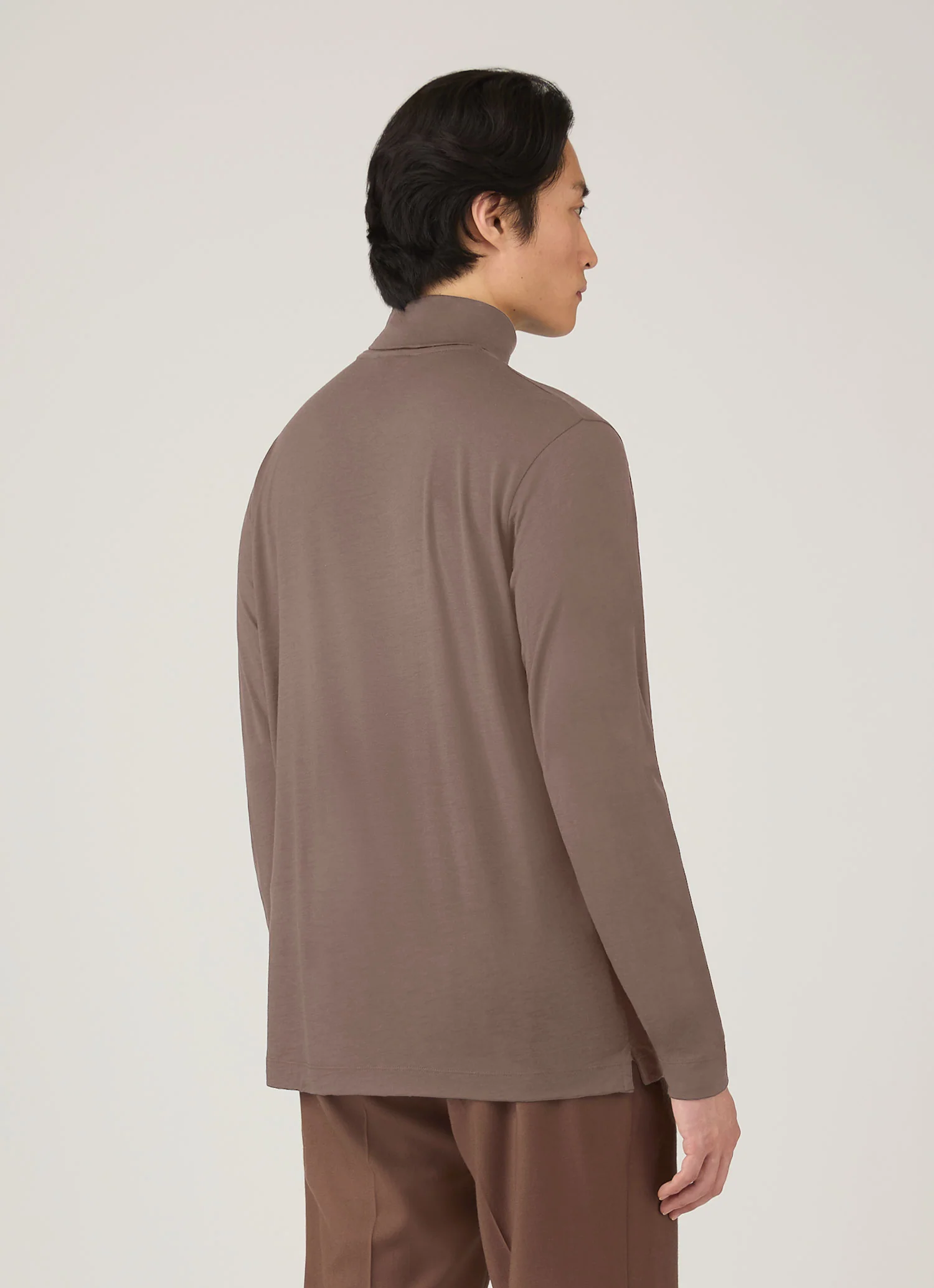 Men's Ultra-Fine Merino Roll Neck in Sandstone - Image 5