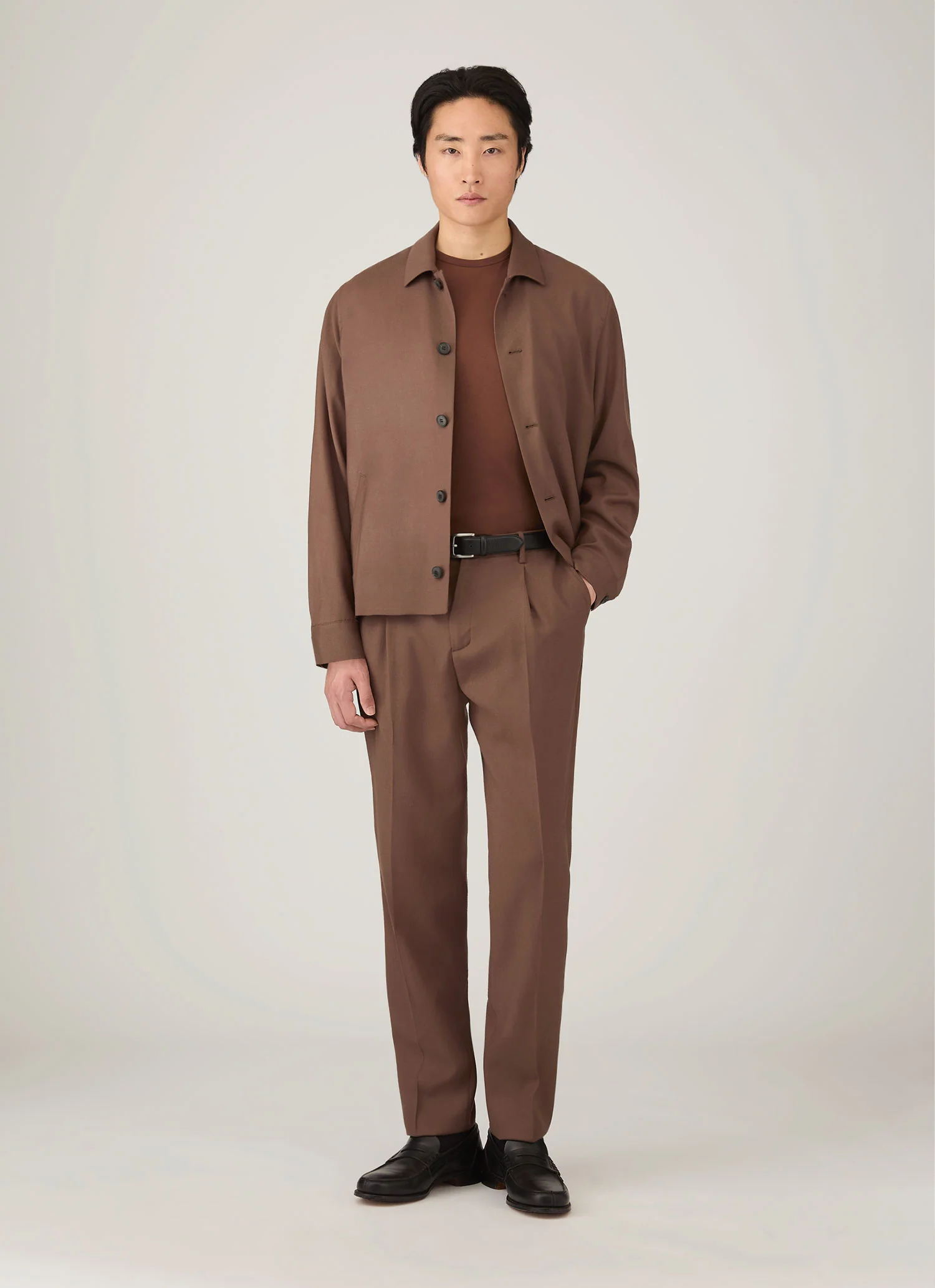 Men's Wool Twill Jacket in Light Brown - Image 3