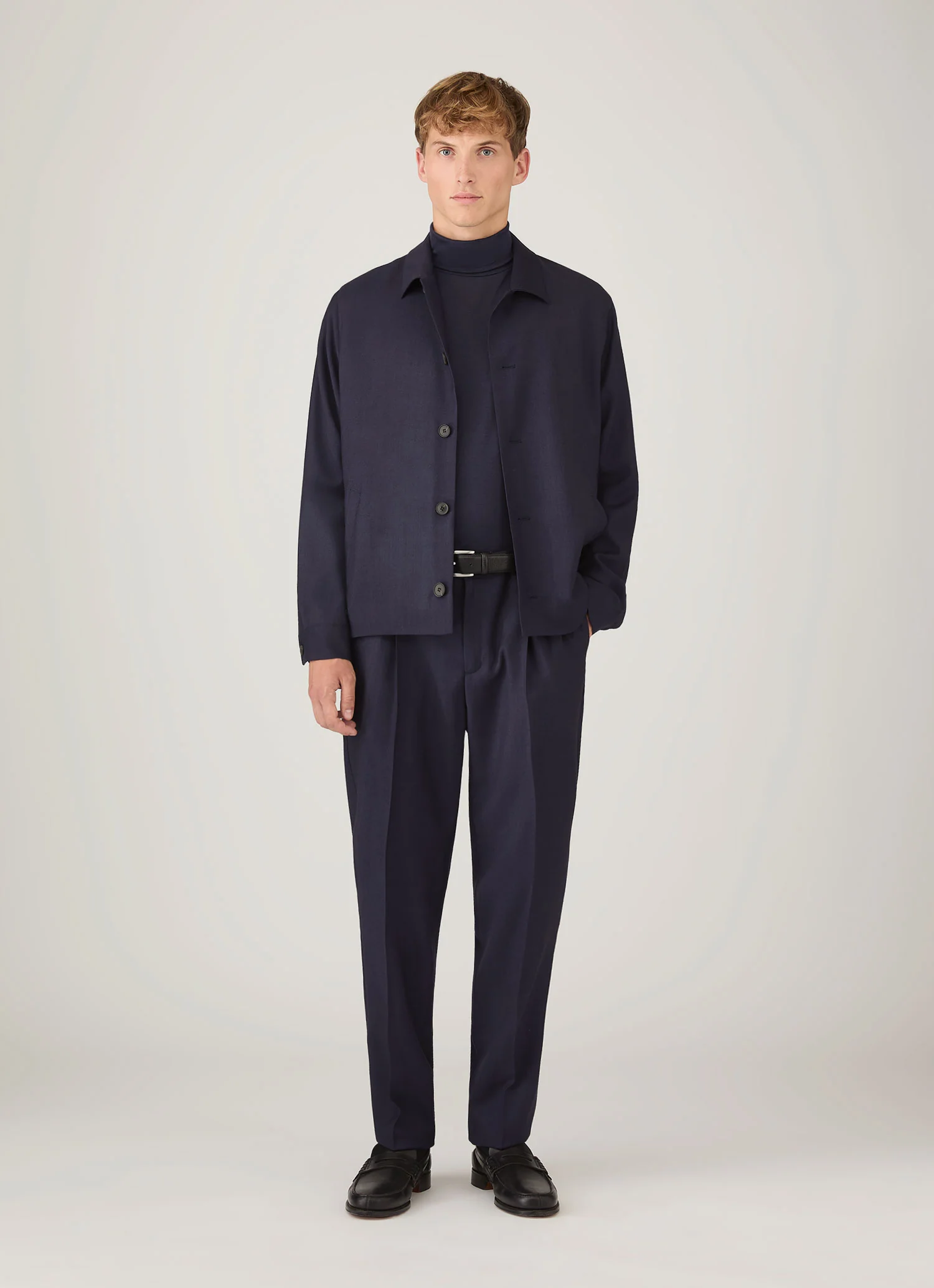 Men's Wool Twill Jacket in Navy - Image 3